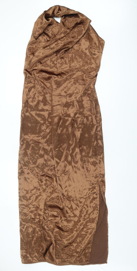 Next Women’s Brown Long Cowl Neck Dress - Size 14T