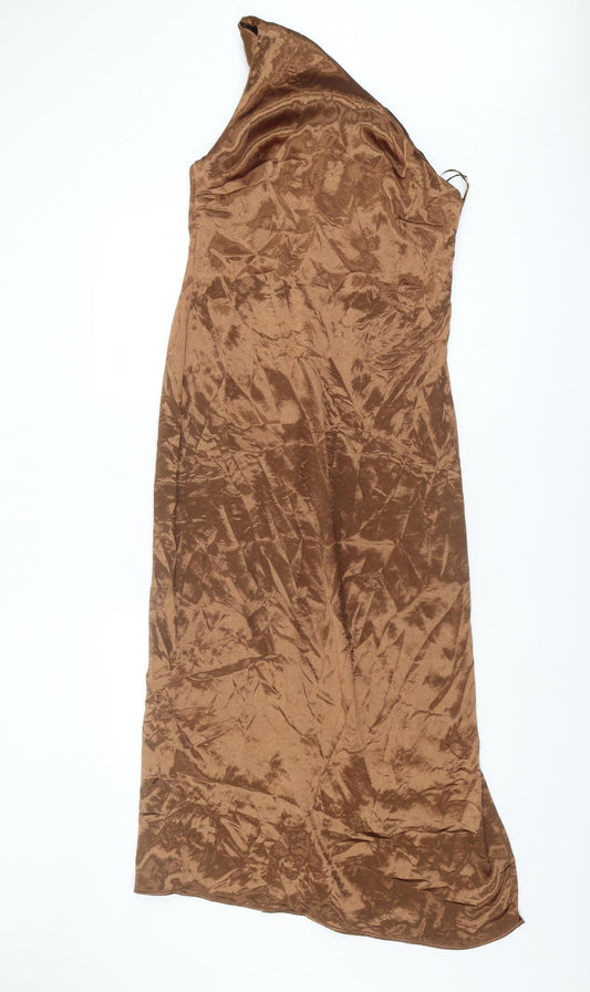 Next Women's Brown One Shoulder Dress Size 12