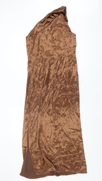 Next Women's Brown One Shoulder Dress Size 12