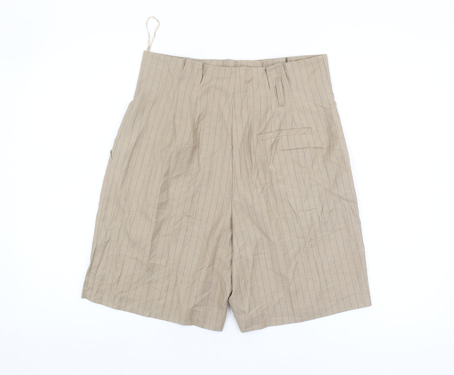 Topshop Women's Beige Pinstripe Pleated Shorts UK 12