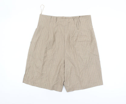 Topshop Women's Beige Pinstripe Pleated Shorts UK 12