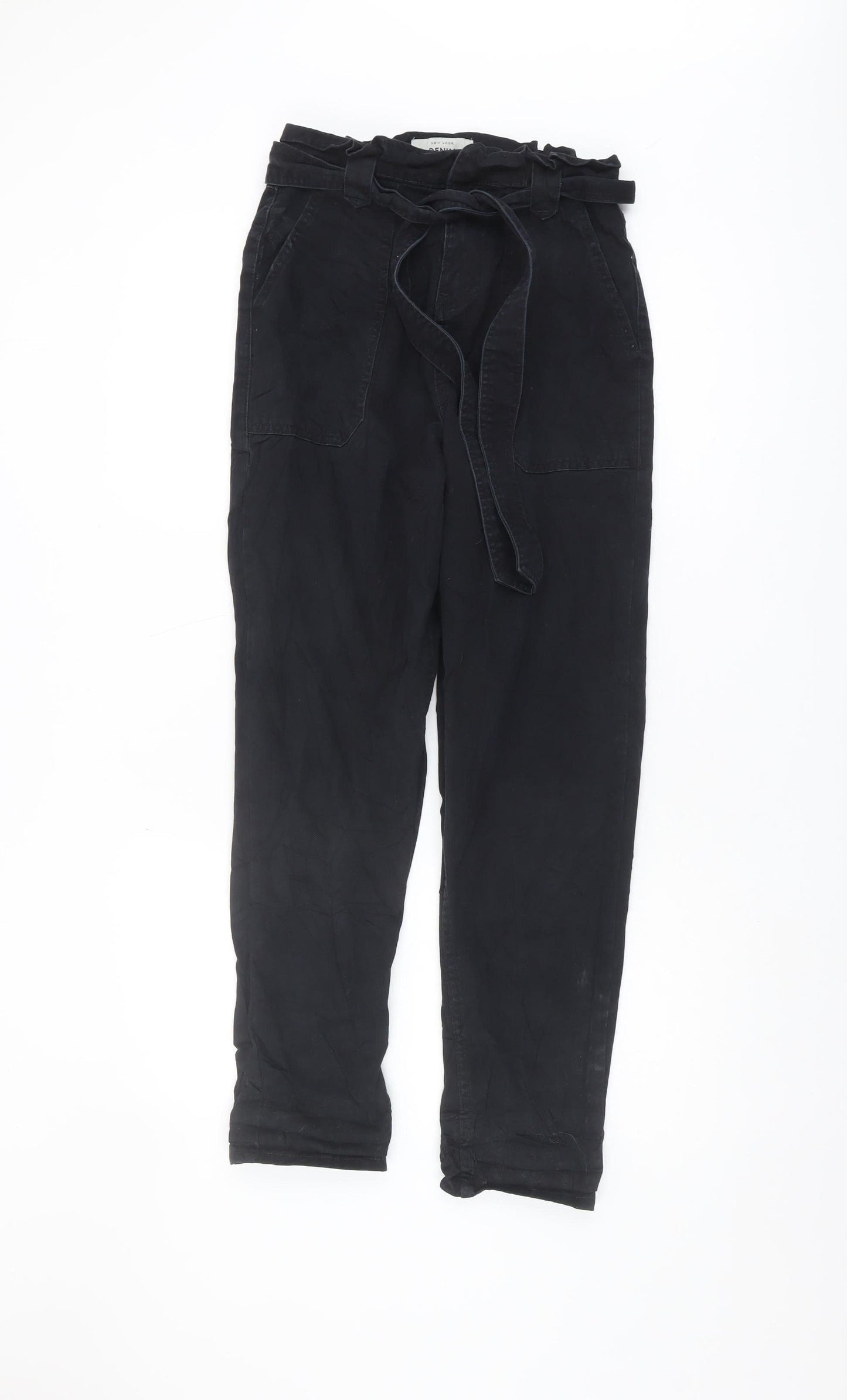 Womens UK Size 8 New Look Regular Fit Paperbag Black Trousers