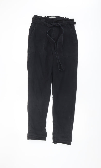 Womens UK Size 8 New Look Regular Fit Paperbag Black Trousers