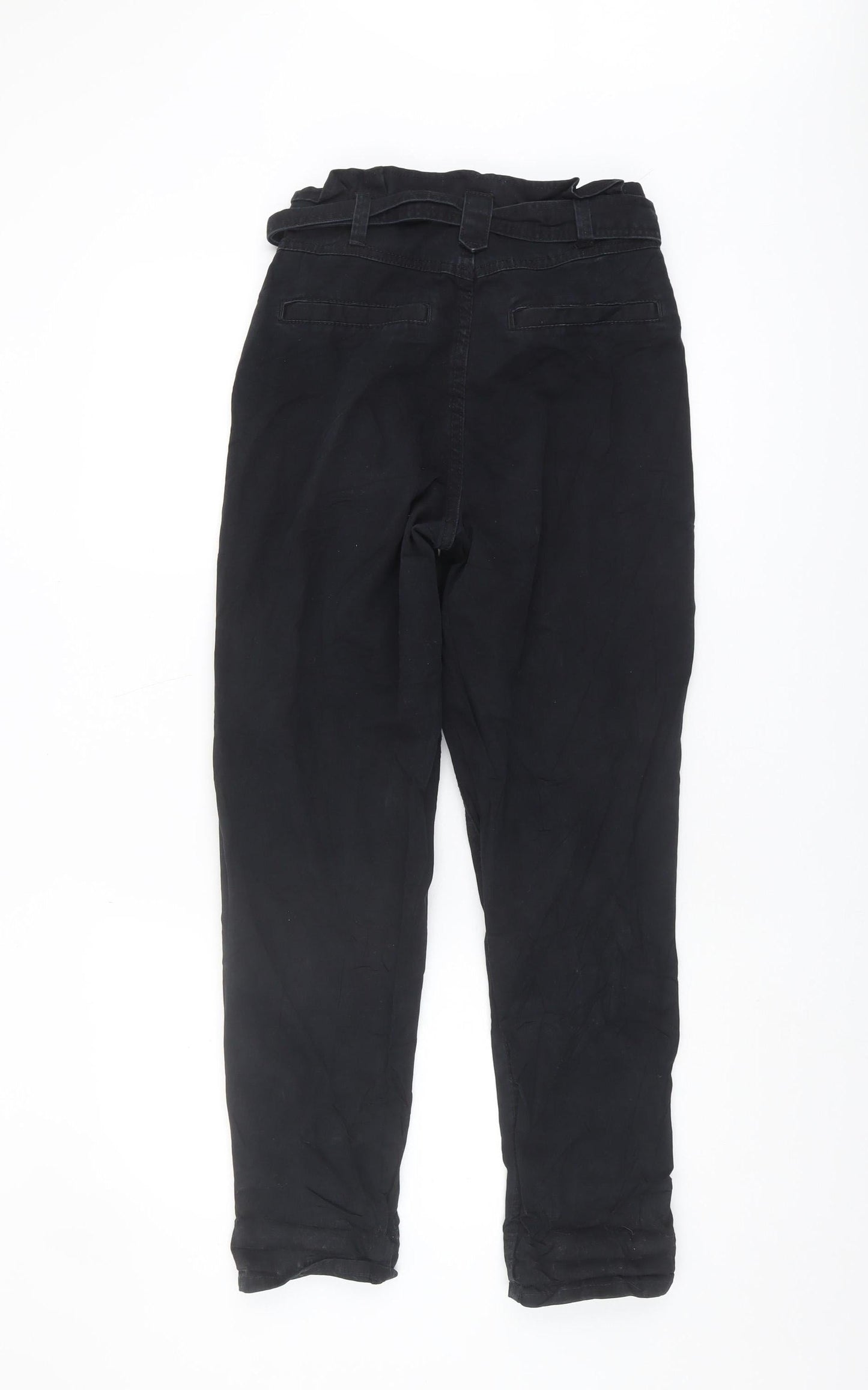 Womens UK Size 8 New Look Regular Fit Paperbag Black Trousers