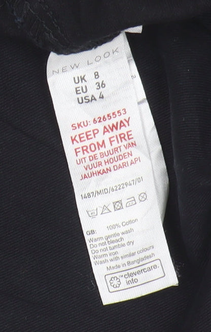 Womens UK Size 8 New Look Regular Fit Paperbag Black Trousers