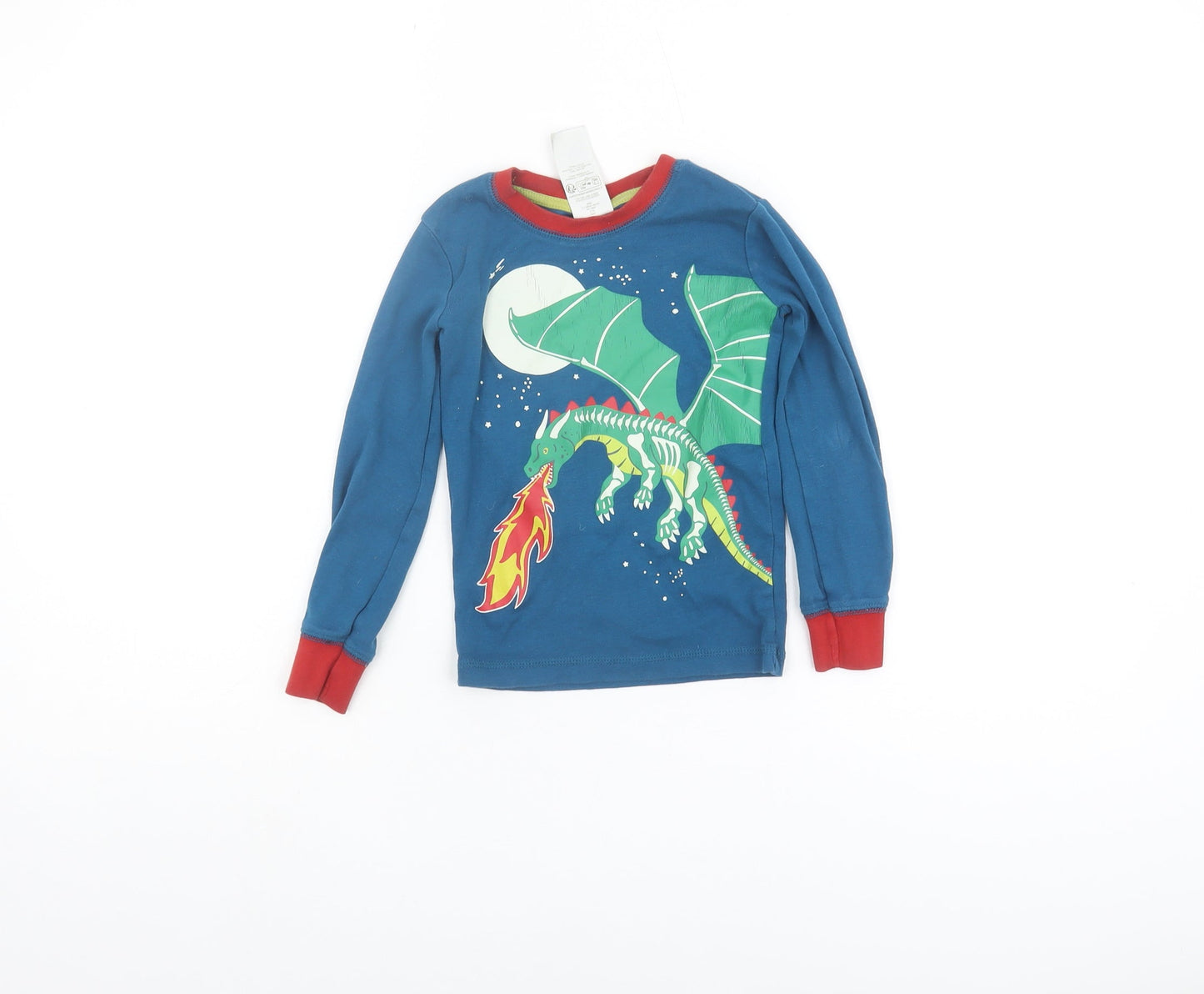 Mini Boden Boys Blue Dragon Pyjama Top, 5 Years, Cotton