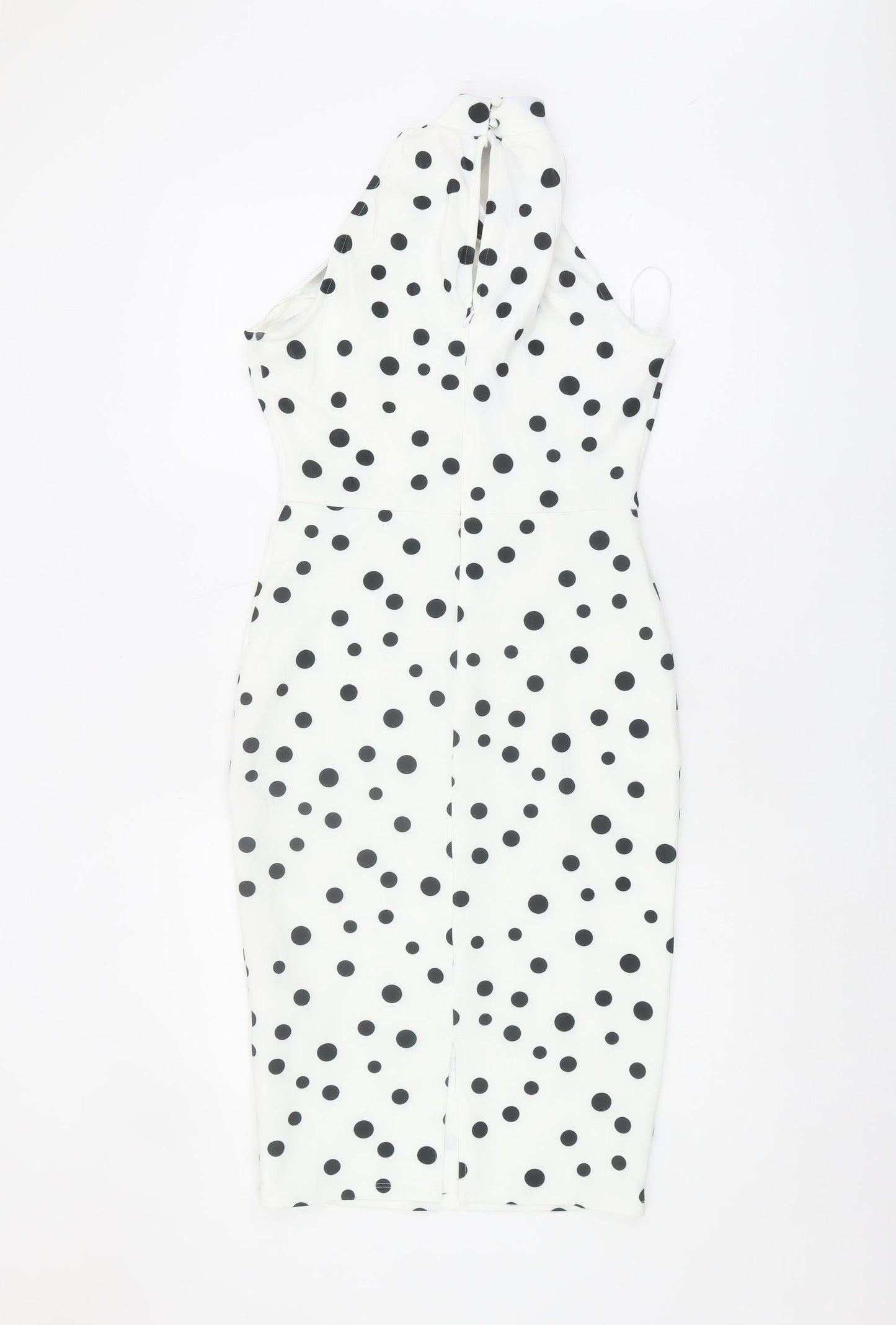 Lipsy Women's White Halter Polka Dot Dress - Size 10
