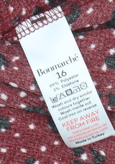 Bonmarché Women's Red Animal Print Skirt Size 16