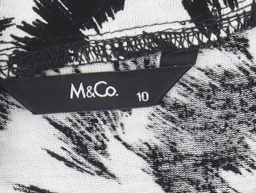 M&Co Women's Black & White Animal Print T-Shirt Size 10
