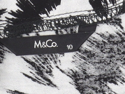 M&Co Women's Black & White Animal Print T-Shirt Size 10