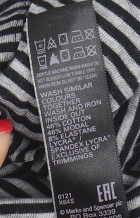 Marks and Spencer Men's Medium Black Striped T-Shirt