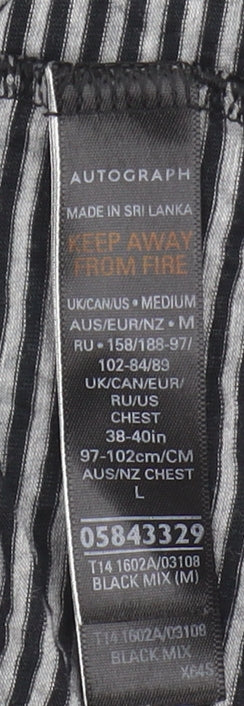 Marks and Spencer Men's Medium Black Striped T-Shirt