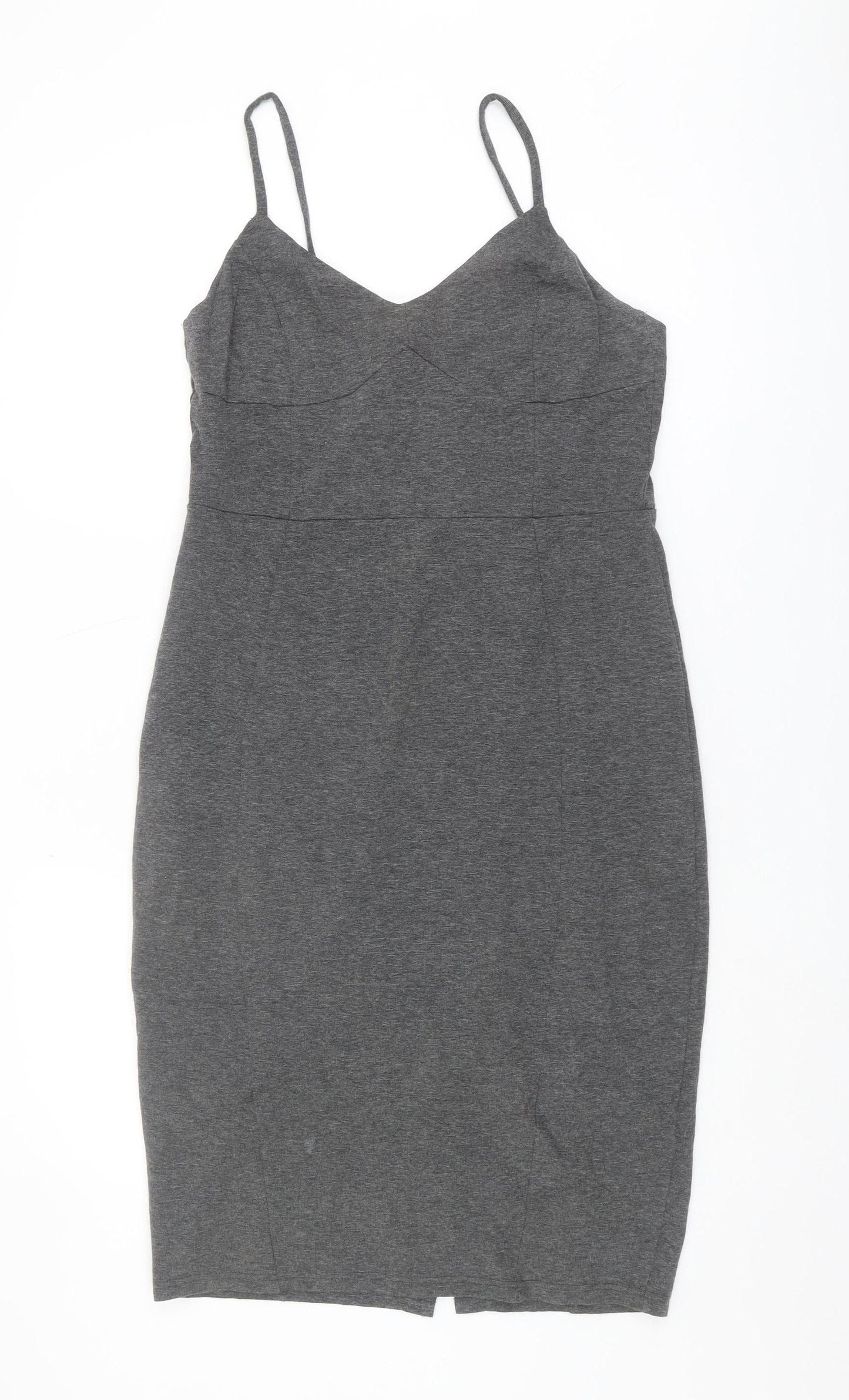 H&M Women's Grey Jersey Dress, Size 12, Sleeveless Elegant Style