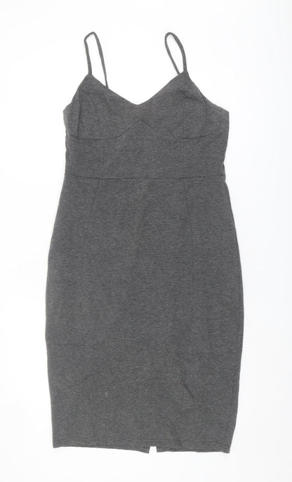 H&M Women's Grey Jersey Dress, Size 12, Sleeveless Elegant Style