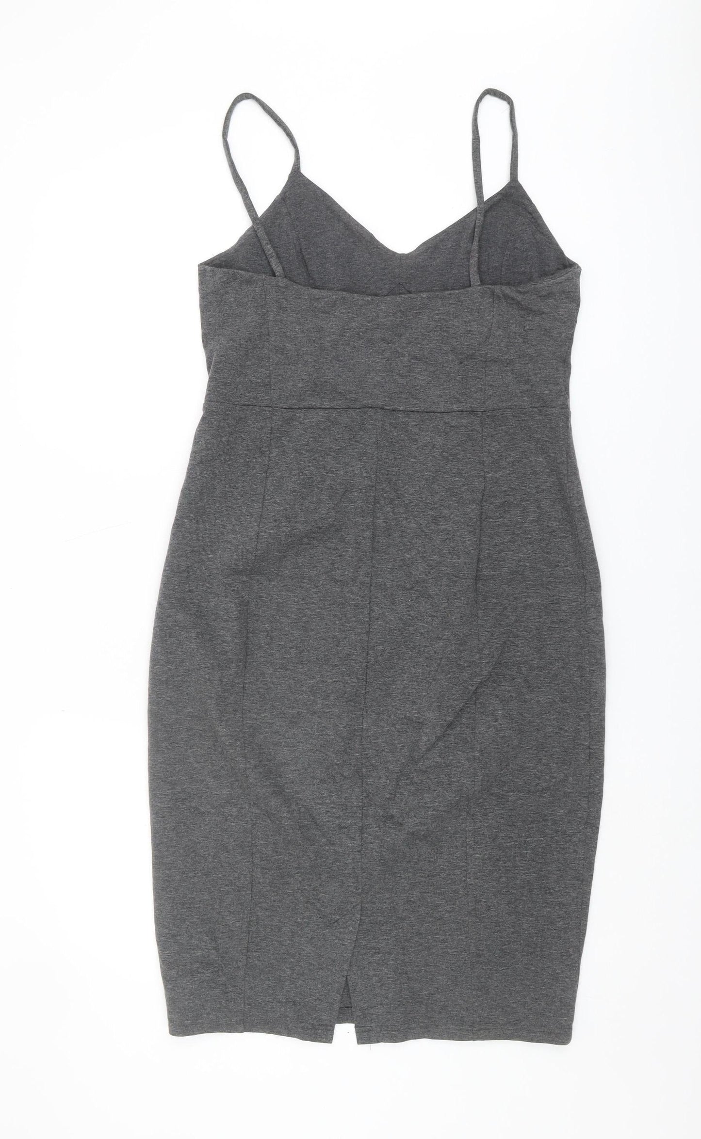 H&M Women's Grey Jersey Dress, Size 12, Sleeveless Elegant Style