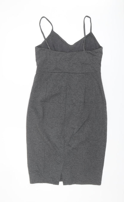 H&M Women's Grey Jersey Dress, Size 12, Sleeveless Elegant Style