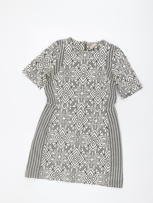 H&M Women's Geometric Shift Dress, Size 14, Black & White