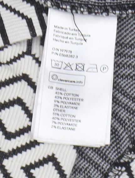 H&M Women's Geometric Shift Dress, Size 14, Black & White
