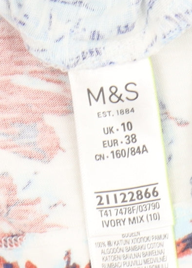 Womens UK Size 10 Marks and Spencer Multicoloured Basic T-Shirt