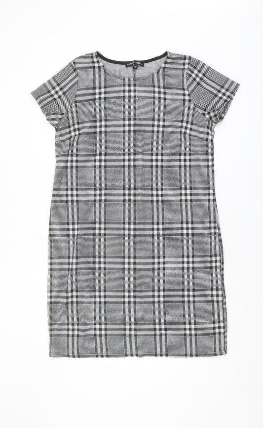 Capsule Women's Grey Check Shift Dress Size 12