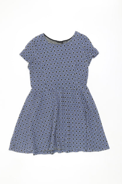 Topshop Women's Blue Fit & Flare Dress, Size 12