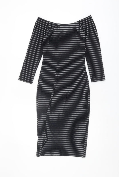 Zara Women's Black Off the Shoulder Bodycon Dress S