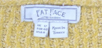 Fat Face Women's Yellow Open Front Cardigan Size 12