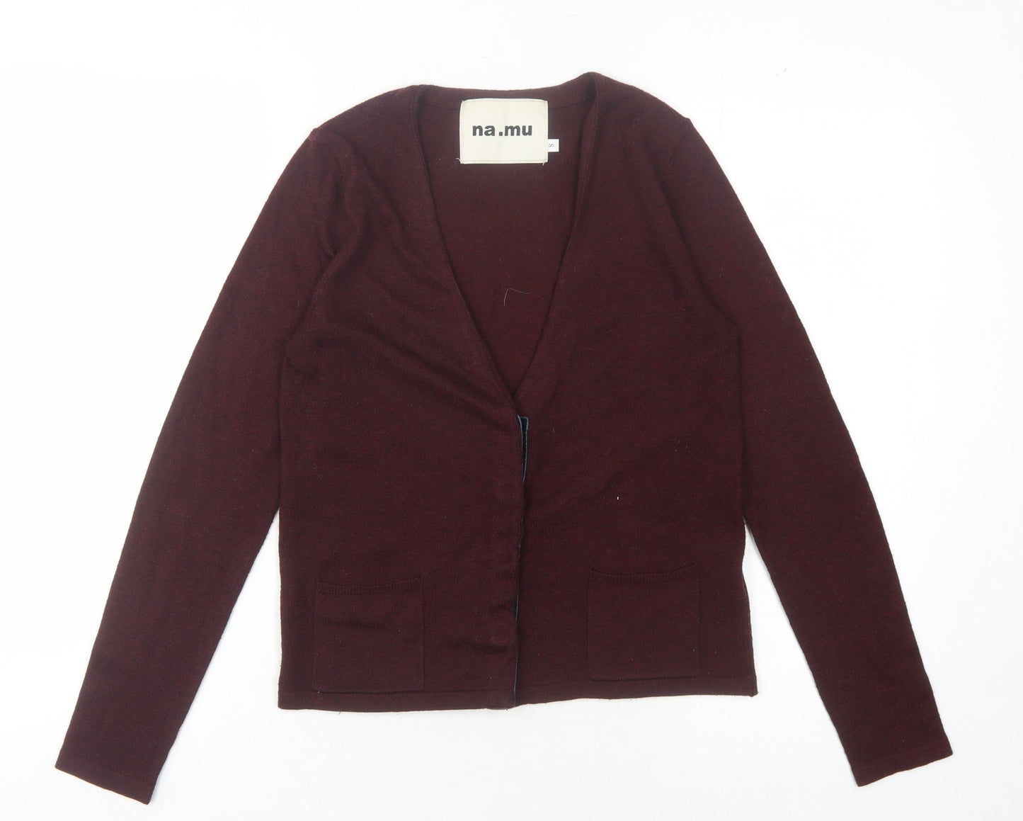 na.mu Women's Brown Cardigan, Size 2, V-Neck, Knit