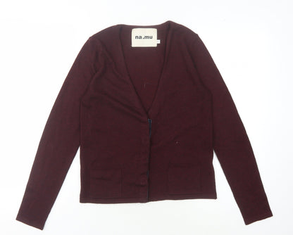 na.mu Women's Brown Cardigan, Size 2, V-Neck, Knit