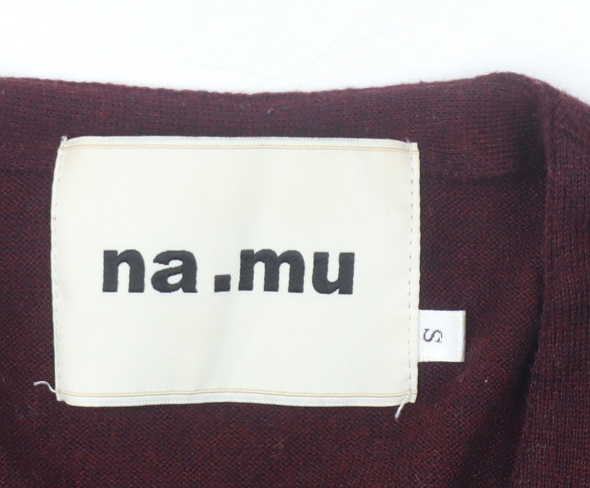 na.mu Women's Brown Cardigan, Size 2, V-Neck, Knit