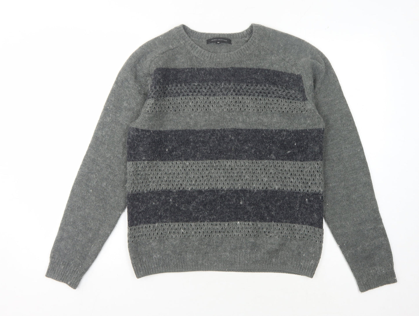 ASOBIO Grey Striped Women's Pullover Jumper M