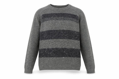 ASOBIO Grey Striped Women's Pullover Jumper M