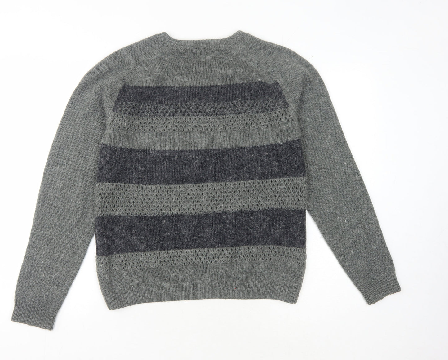 ASOBIO Grey Striped Women's Pullover Jumper M