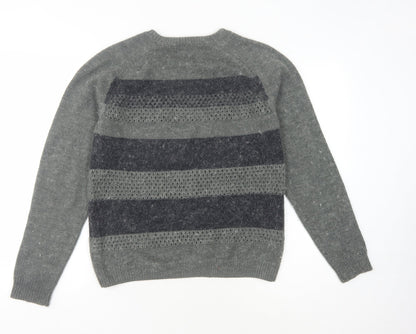 ASOBIO Grey Striped Women's Pullover Jumper M