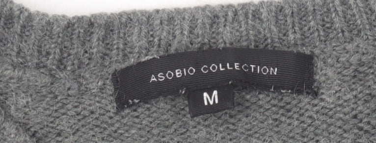 ASOBIO Grey Striped Women's Pullover Jumper M