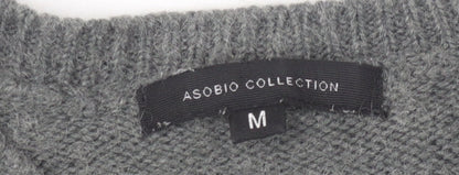 ASOBIO Grey Striped Women's Pullover Jumper M