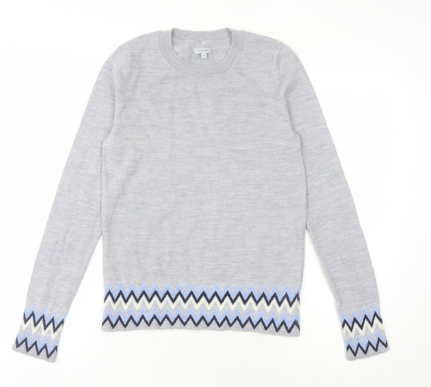 Jigsaw Women's Grey Geometric Pullover Jumper XS