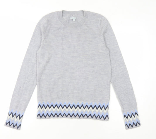 Jigsaw Women's Grey Geometric Pullover Jumper XS