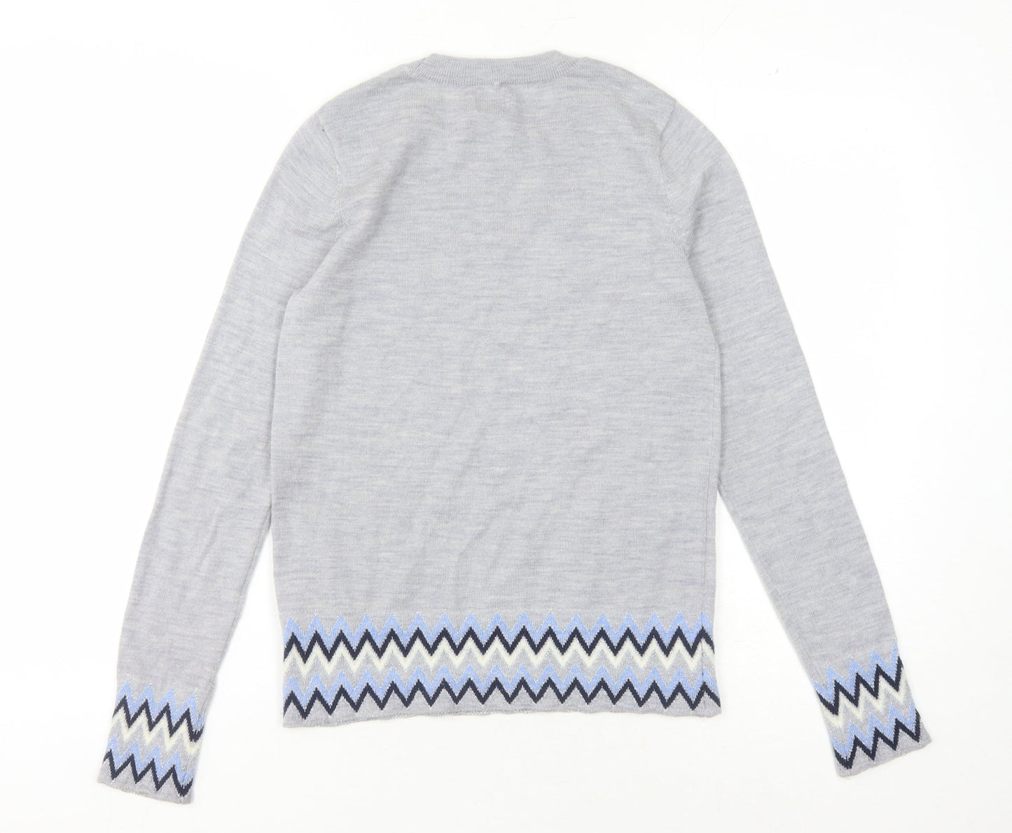 Jigsaw Women's Grey Geometric Pullover Jumper XS