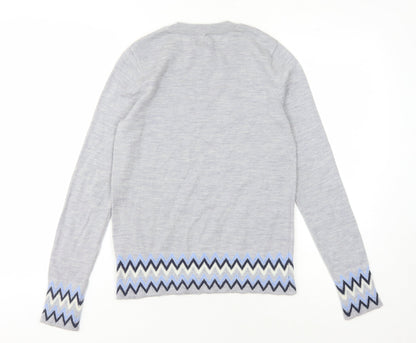 Jigsaw Women's Grey Geometric Pullover Jumper XS