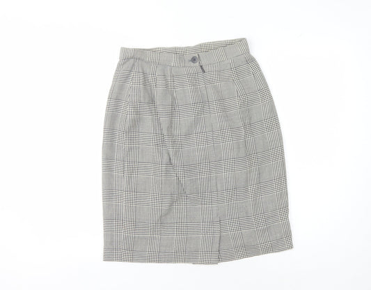 Jaeger Women's Grey Check Pencil Skirt - Size 12