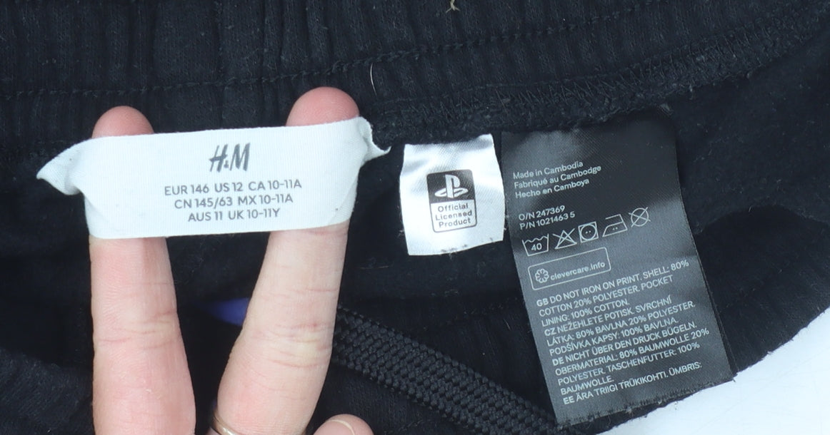 H&M Boys Black PlayStation Sweat Shorts, 11 Years