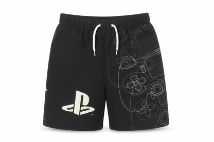 Front view of Official Licensed Product boys’ black athletic shorts, size 9-10