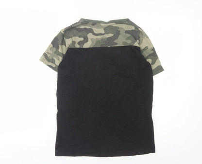 Bench Boys Black Green Camouflage T-Shirt 11-12 Years