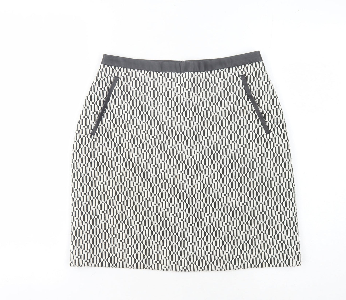 Oasis Women's Black Geometric Pencil Skirt Size 8