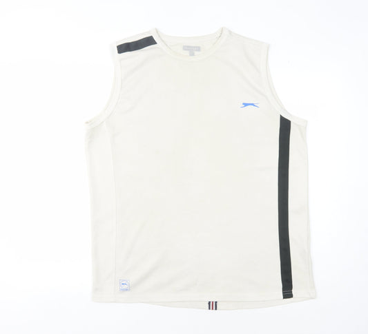 Mens Slazenger Beige Tank Top, Size L, Gym Essential