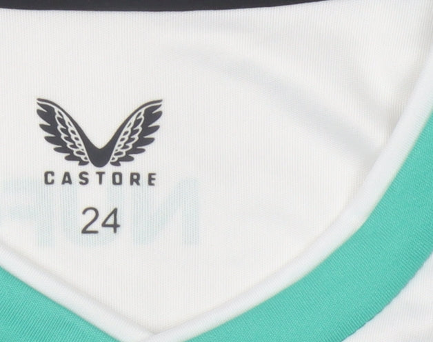 Castore Boys White Football Jersey - Size 24, Short Sleeve