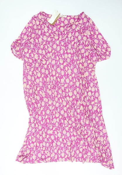 Woolovers Women's Pink Floral Shift Dress Size L