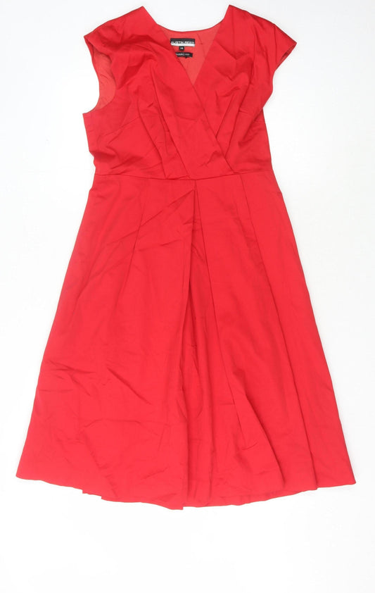 Austin Reed Women's Red Sleeveless Dress, Size 14