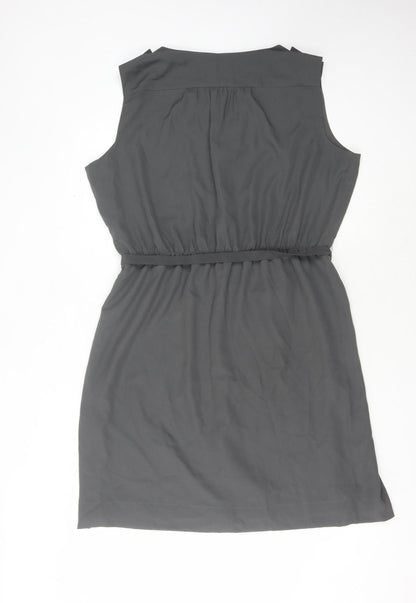 Planet Women's Grey Knee Length Sleeveless Wrap Dress